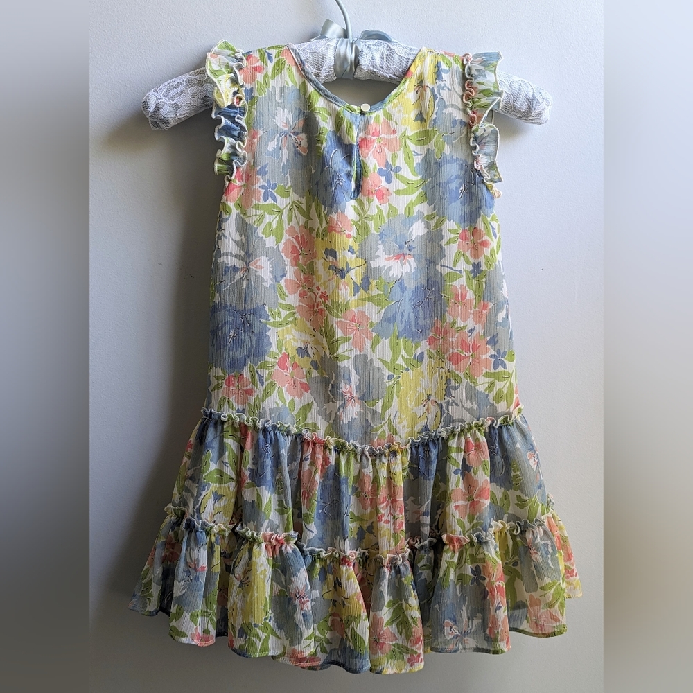 Ralph Lauren Floral Chiffon Party Dress Girls Size 5 - Picture 2 of 11